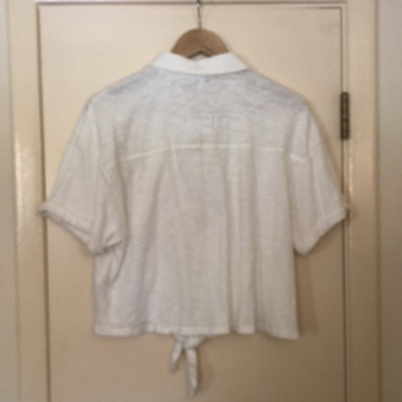 Splendid cream button tie crop top - Picture 3 of 4